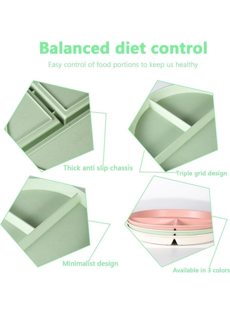 ChicAbode 4pcs Divided Dinner Plates, Portion Control Divided Plates, Unbreakable Divided Plates Compartment Plates, Divided Diet Plates Tray Reusable Dishes for Most People - Image 3